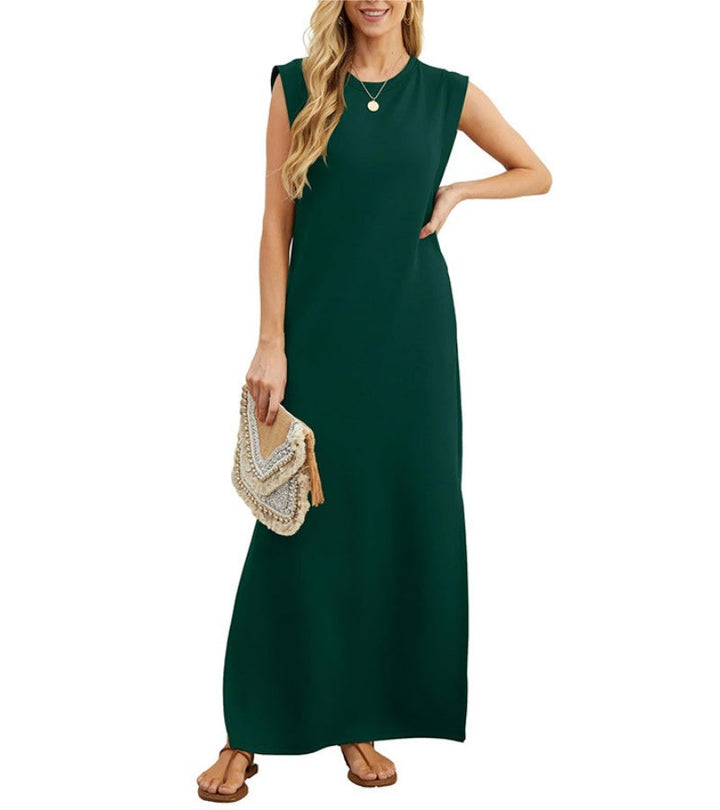 Romaisa | Lässiges langes Kleid mit Schlitz und bügelfrei