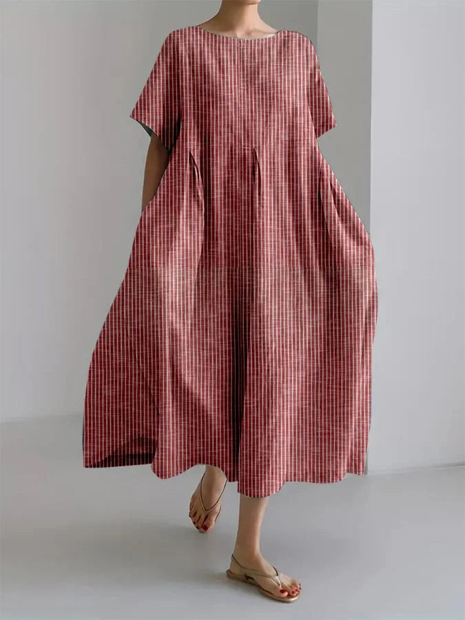 BIANCA | Langes Casual Kleid mit Bequemen Schnitt und Retro Stil für Jeden Tag