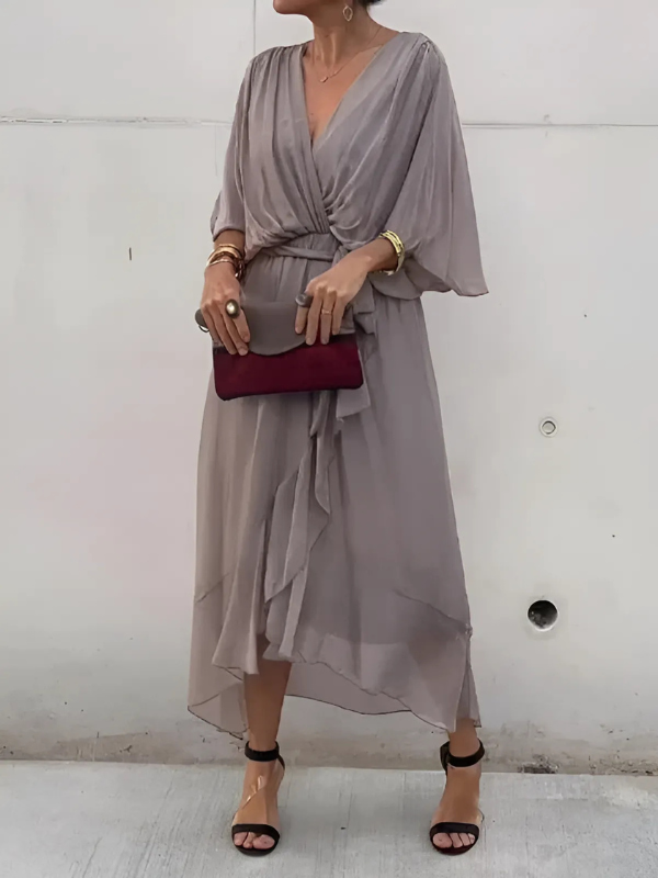 Astrid | Zeitlose Wrap Midi-Kleid