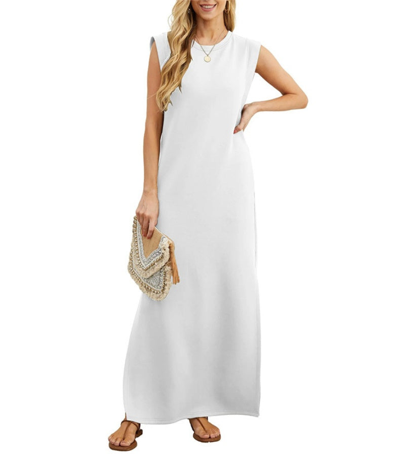 Romaisa | Lässiges langes Kleid mit Schlitz und bügelfrei
