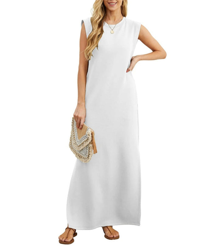 Romaisa | Lässiges langes Kleid mit Schlitz und bügelfrei