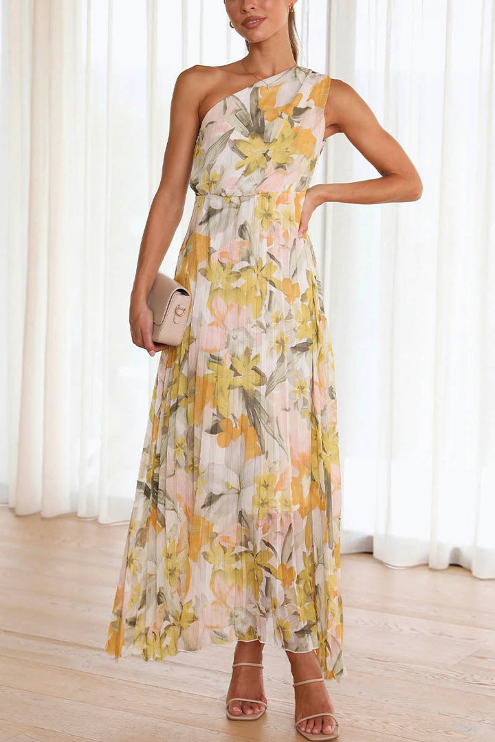 Caprice - Printed Dress with Off-Shoulder Design