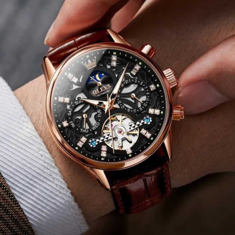 van Baerle - Mechanische Automatikuhr mit Lederarmband