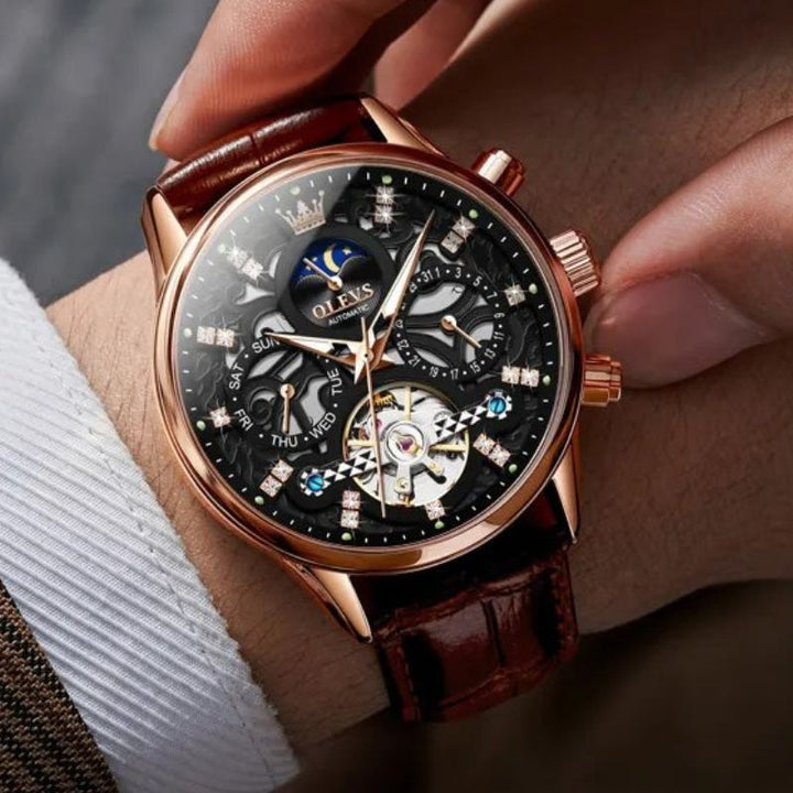 van Baerle - Mechanische Automatikuhr mit Lederarmband