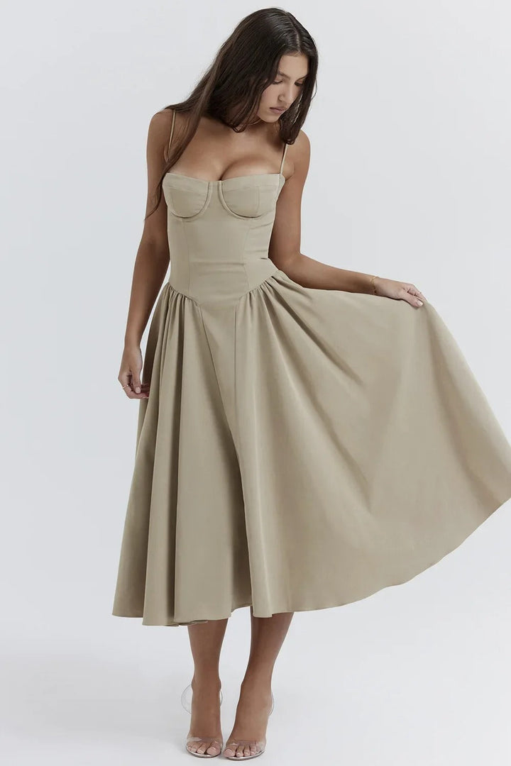 Celine - Midikleid ärmellos mit Korsettpassform
