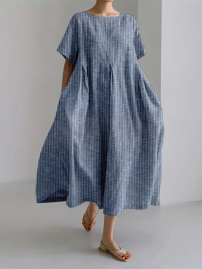 BIANCA | Langes Casual Kleid mit Bequemen Schnitt und Retro Stil für Jeden Tag