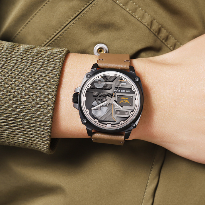 van Baerle - Quarz Leder Herrenarmbanduhr