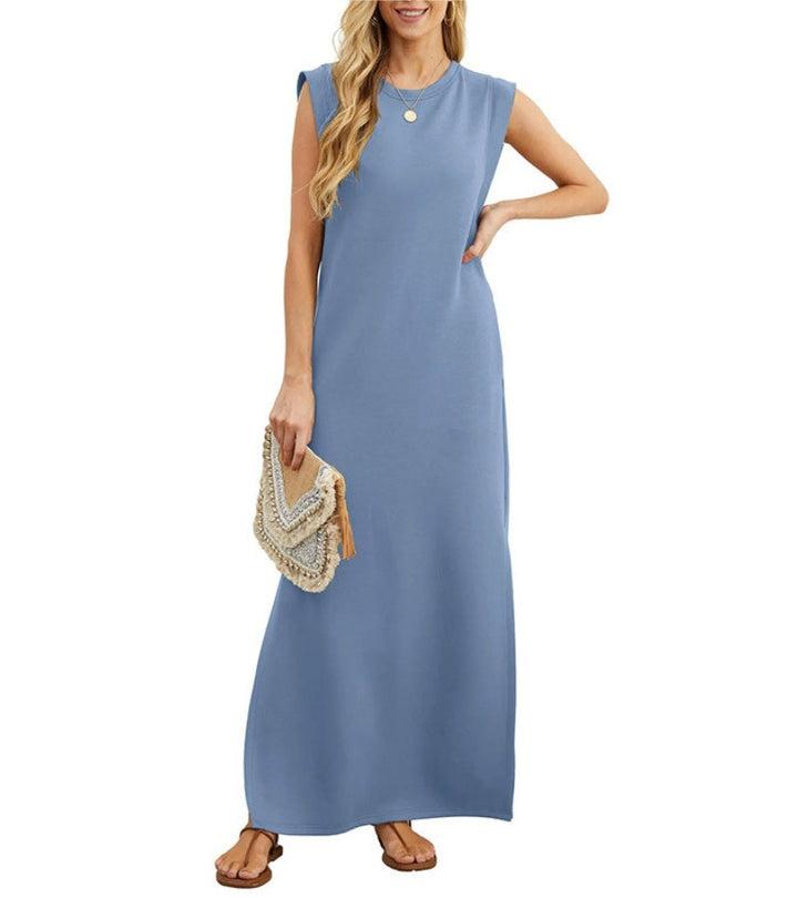 Romaisa | Lässiges langes Kleid mit Schlitz und bügelfrei