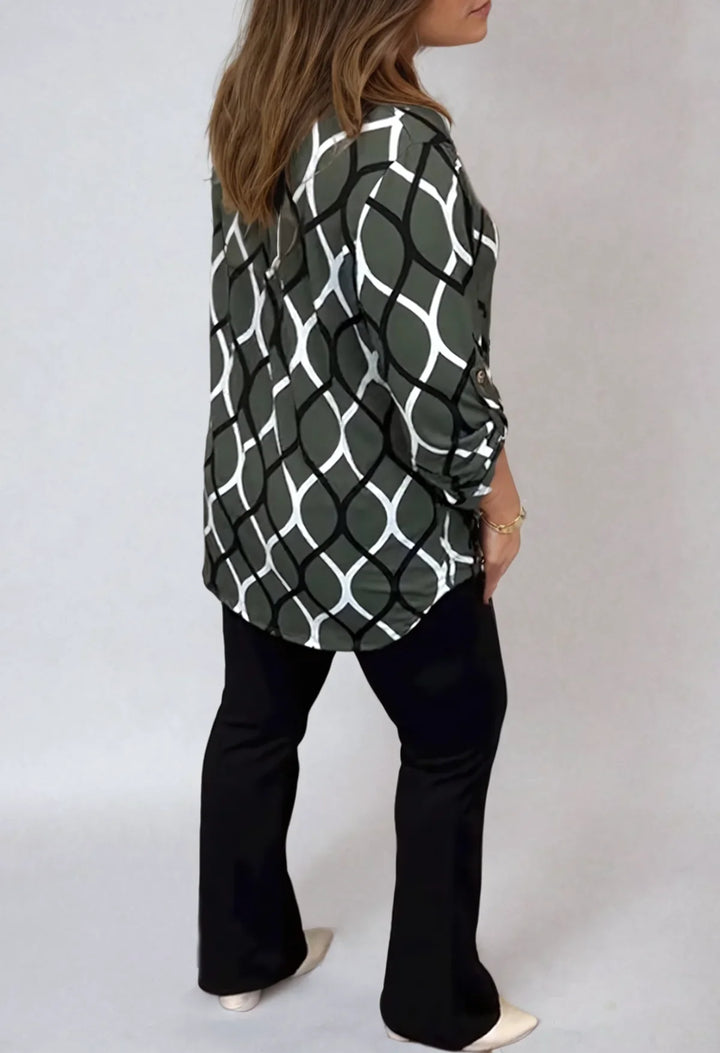 Jannitaâ | Lässige Bluse mit langen Ã rmeln und elegantem Muster
