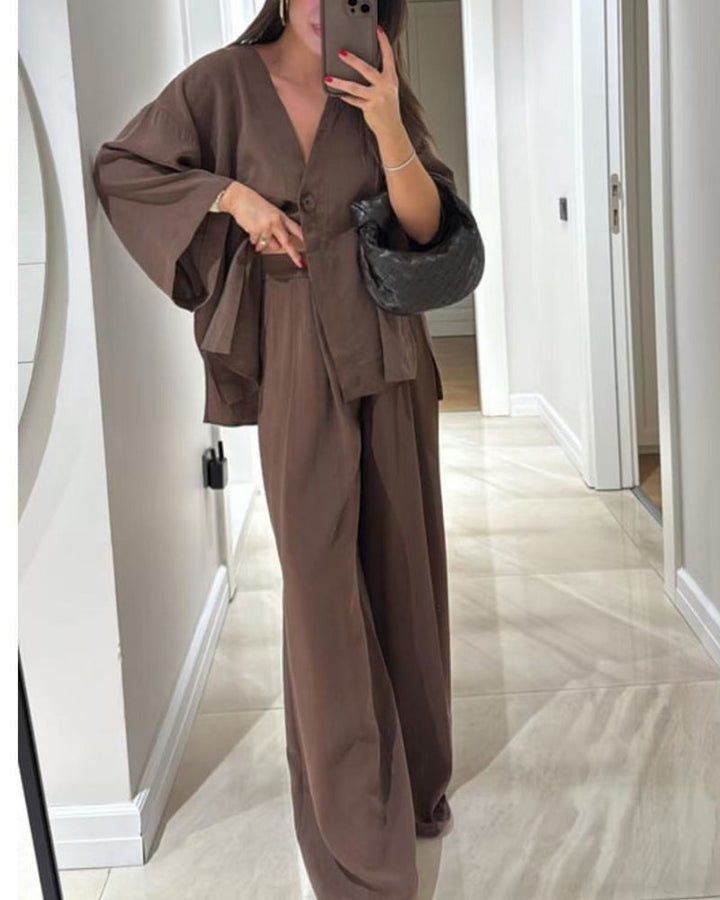 Casual V-Neck Set