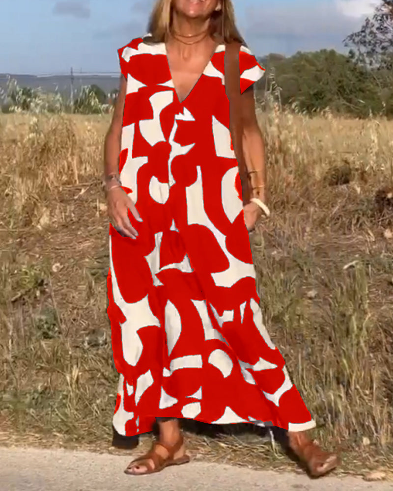 NAOMI | Gestreiftes Maxikleid mit V-Ausschnitt und A-Linien-Schnitt für einen Urlaubslook