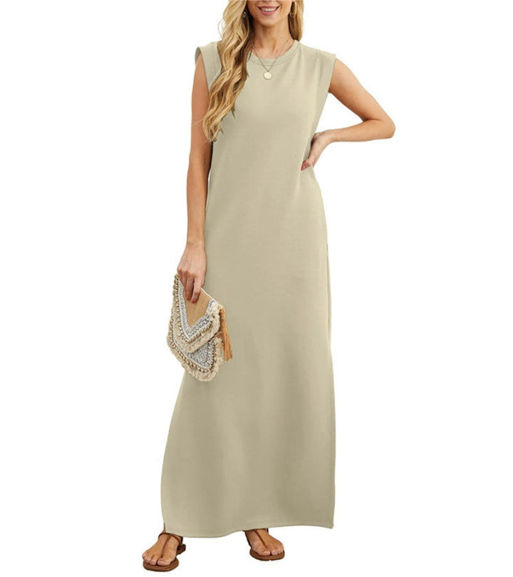 Romaisa | Lässiges langes Kleid mit Schlitz und bügelfrei