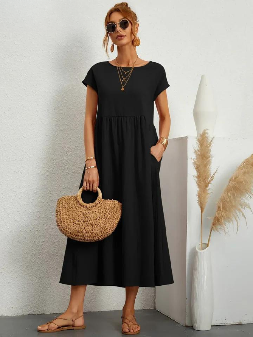 Ruby | Elegantes Essentielles Kleid aus Baumwolle und Leinen