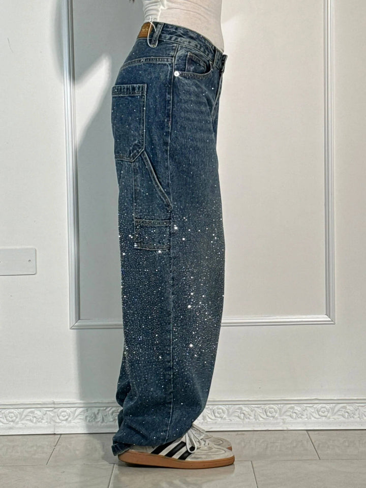 Nele | Hoch geschnittene Hose mit weitem Bein und Knopftaschen