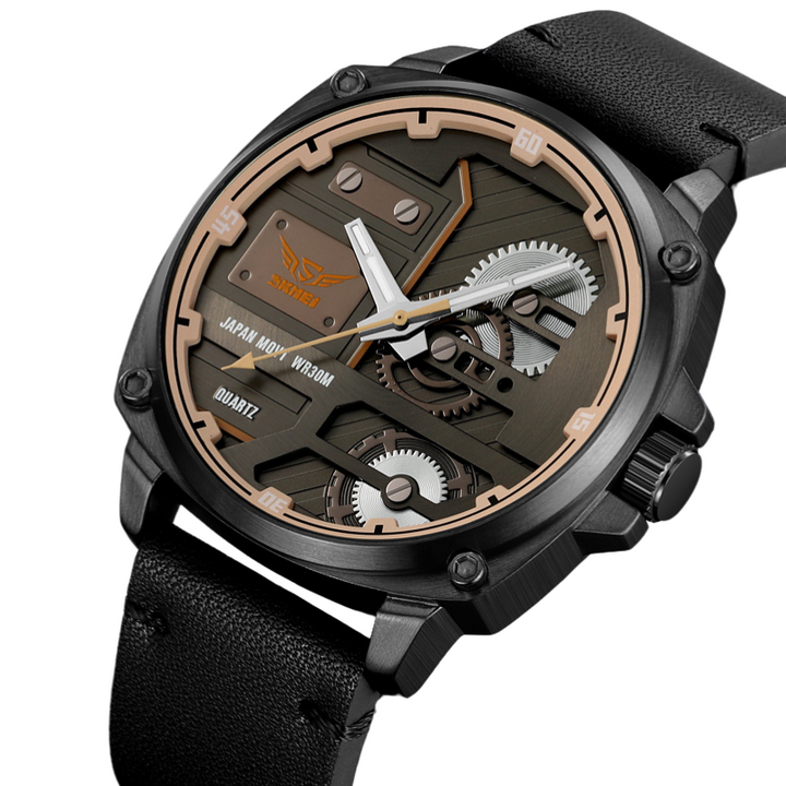 van Baerle - Quarz Leder Herrenarmbanduhr