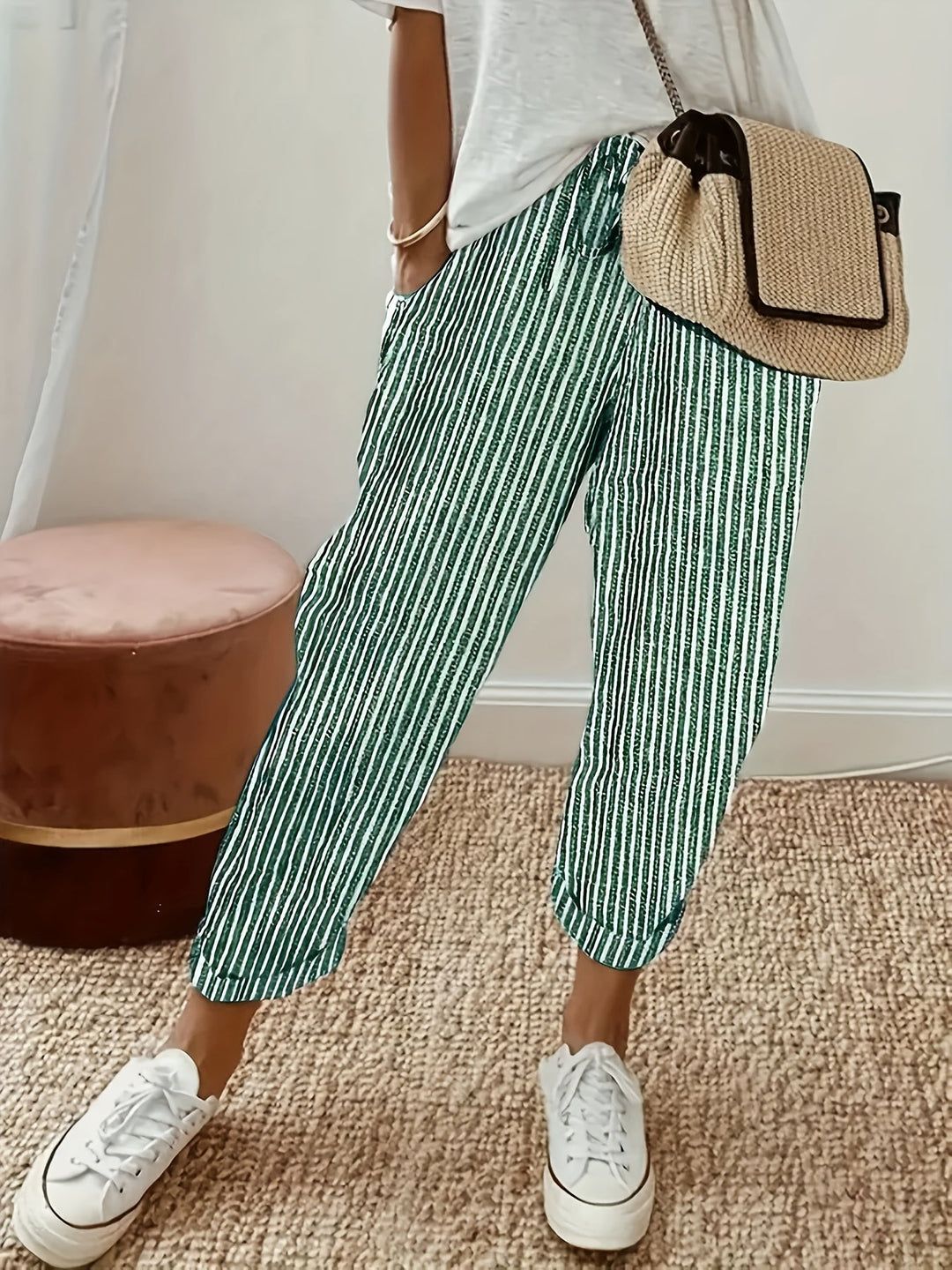 MARLENE    | Gestreifte Leinenhose