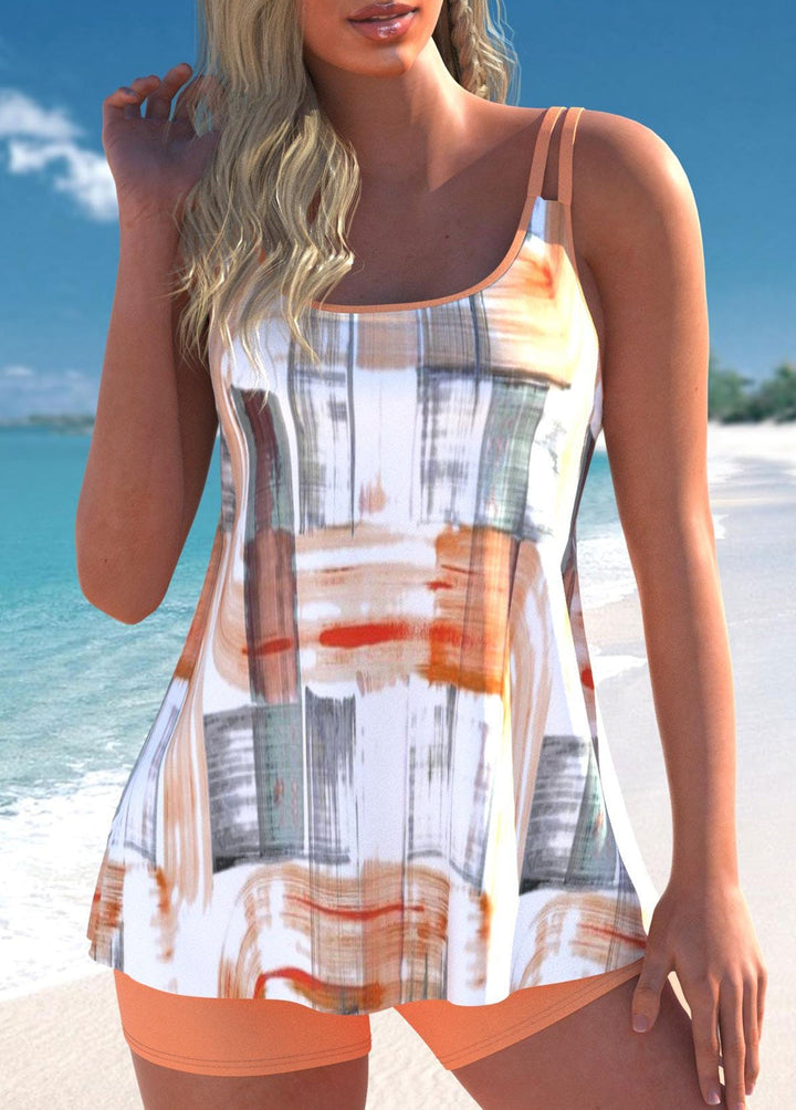 Airiges tropisches Pflanzenprint Tankini-Set Blau Letzter Tag 80% Rabatt