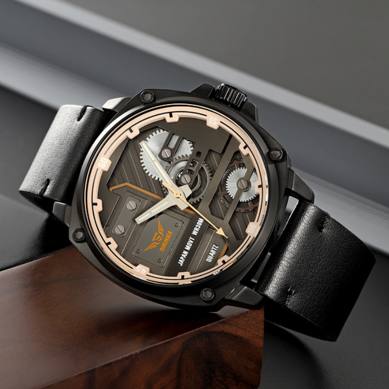 van Baerle - Quarz Leder Herrenarmbanduhr