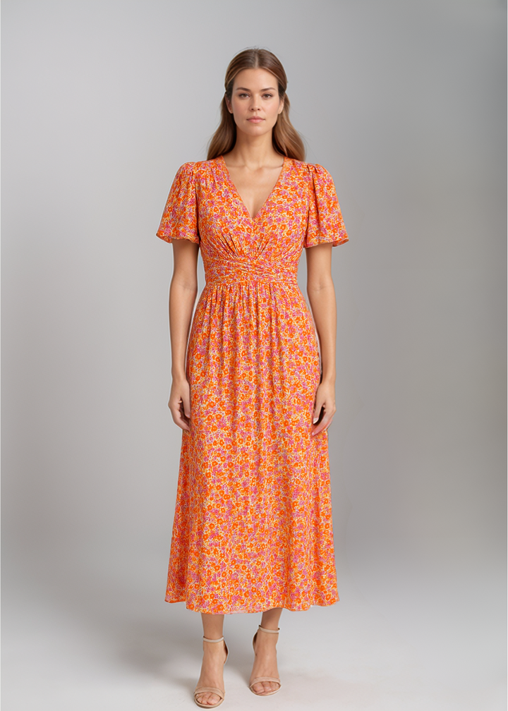 Seraphina | Blumenkleid mit Flatterärmeln