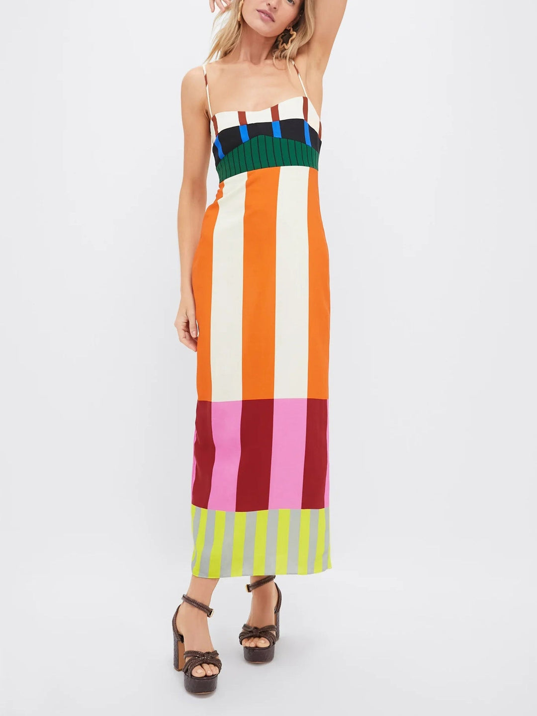 Charlotte | Mehrfarbiges langes Kleid