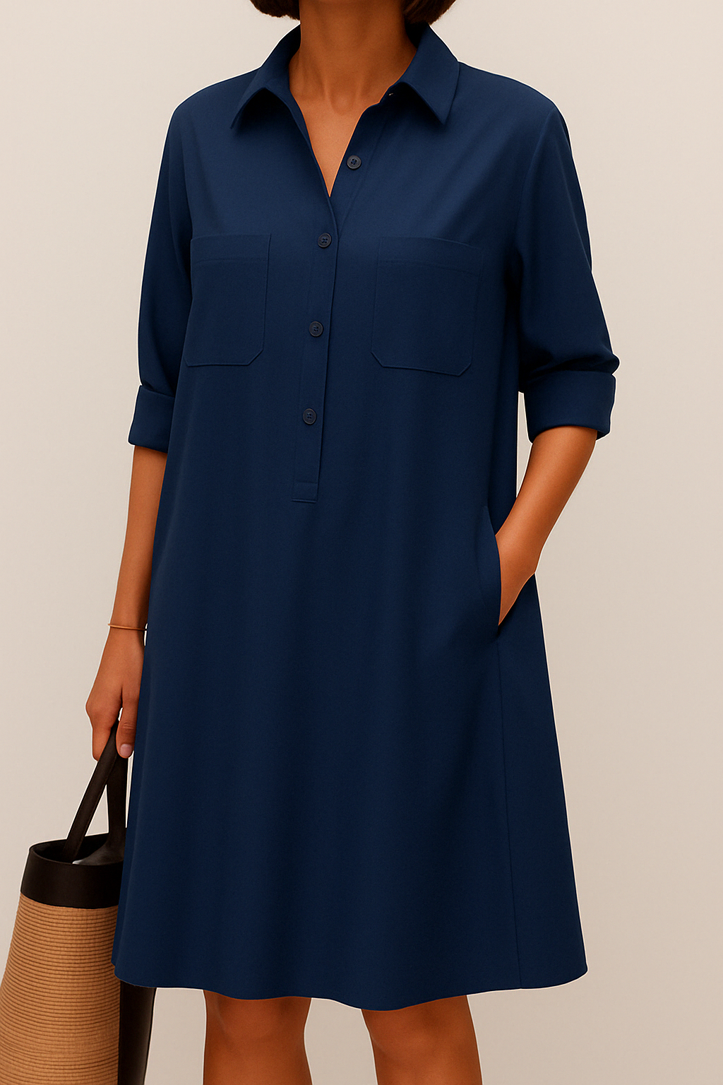 Barbara | Elegantes farbiges Kleid mit Knöpfen