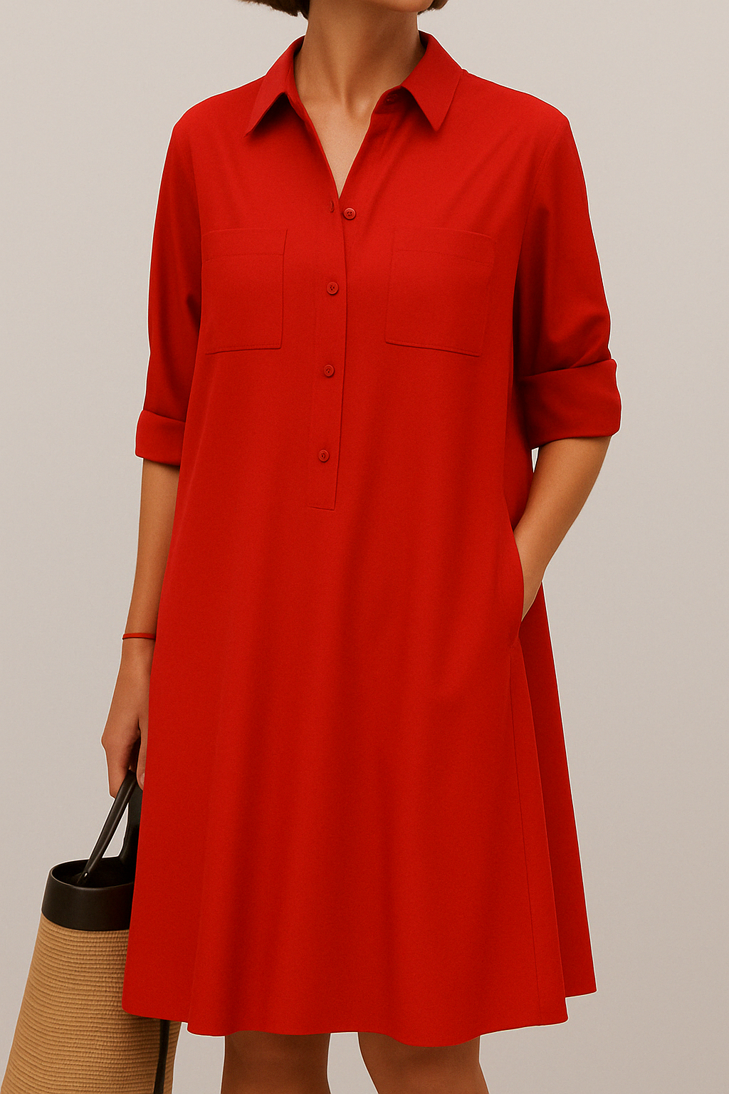 Barbara | Elegantes farbiges Kleid mit Knöpfen