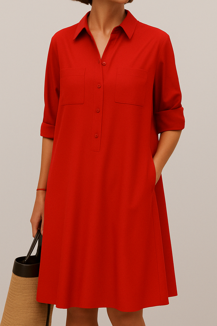 Barbara | Elegantes farbiges Kleid mit Knöpfen
