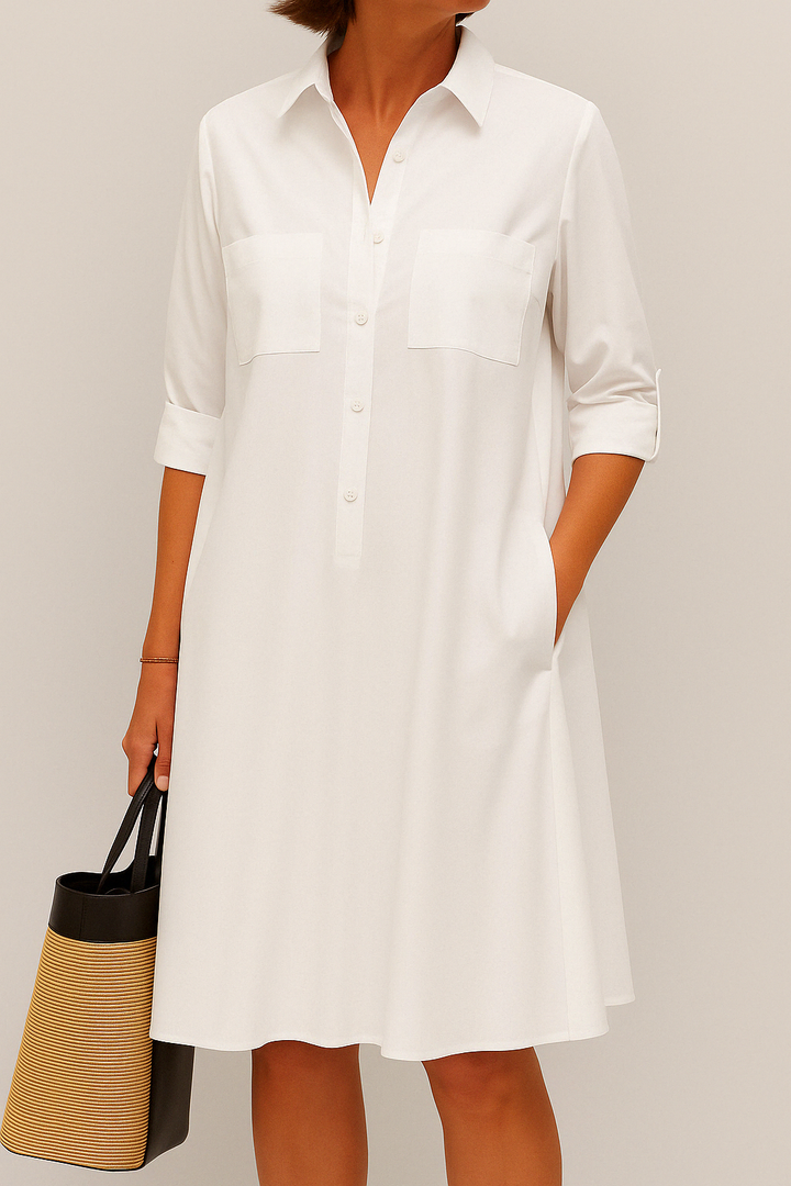 Barbara | Elegantes farbiges Kleid mit Knöpfen