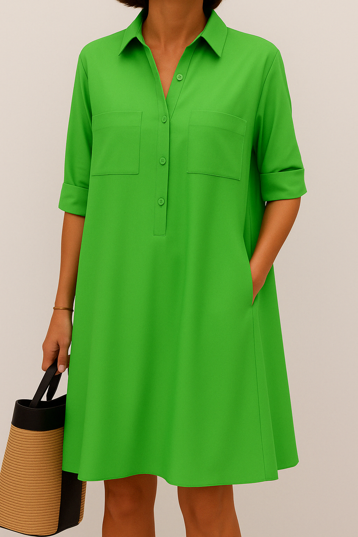 Barbara | Elegantes farbiges Kleid mit Knöpfen