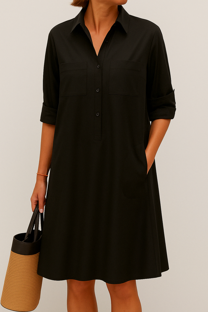 Barbara | Elegantes farbiges Kleid mit Knöpfen