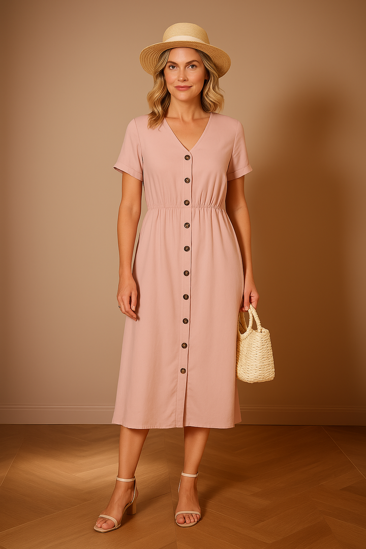 Gisela｜Kleid mit Knöpfen im raffinierten Stil