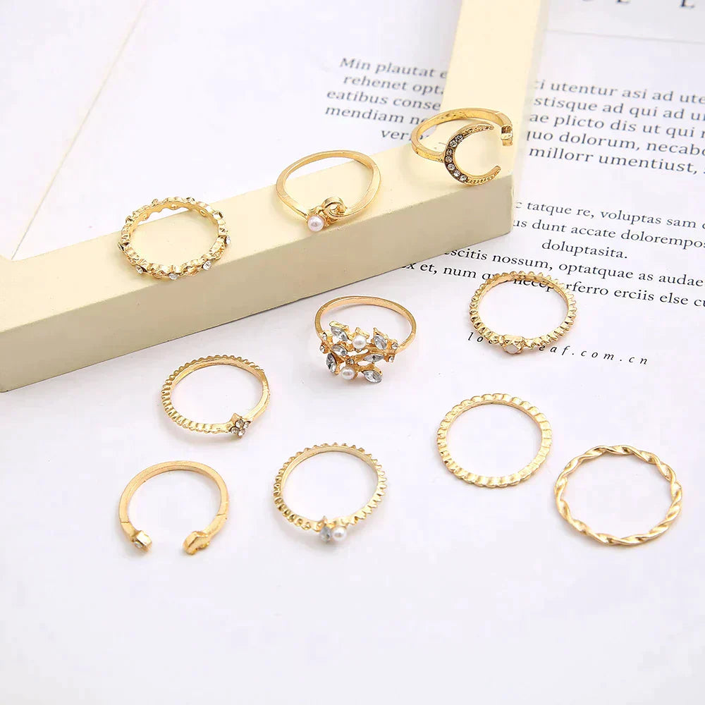 10er-Pack Bohemische Silber- und Goldbeschichtete Ringe
