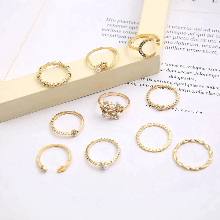 10er-Pack Bohemische Silber- und Goldbeschichtete Ringe