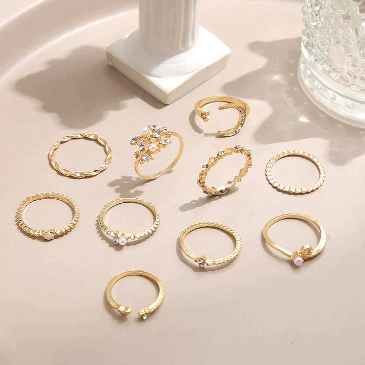 10er-Pack Bohemische Silber- und Goldbeschichtete Ringe