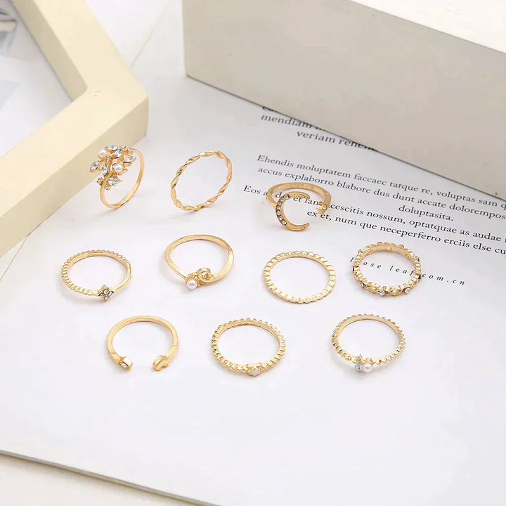 10er-Pack Bohemische Silber- und Goldbeschichtete Ringe