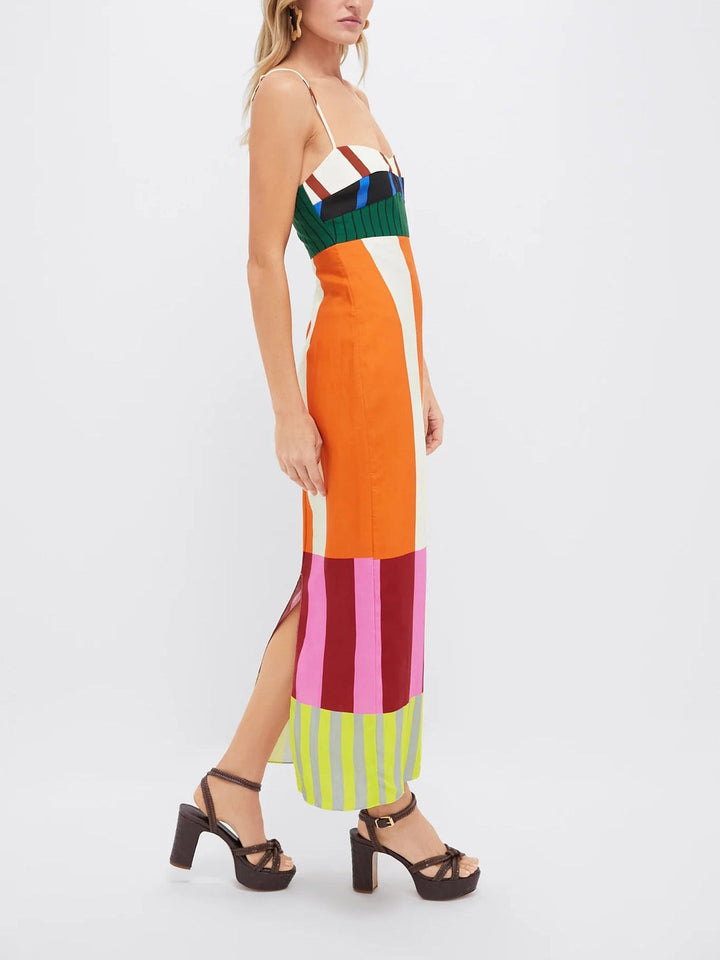 Charlotte | Mehrfarbiges langes Kleid