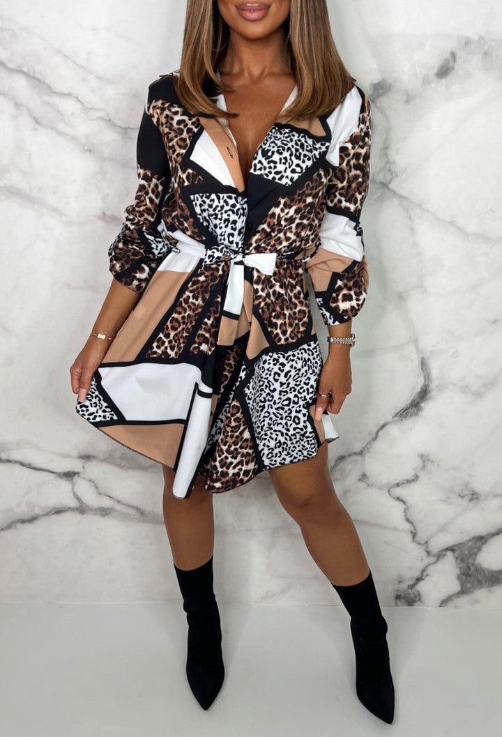 Christel | Verspieltes Hemdblusenkleid mit Animalprint