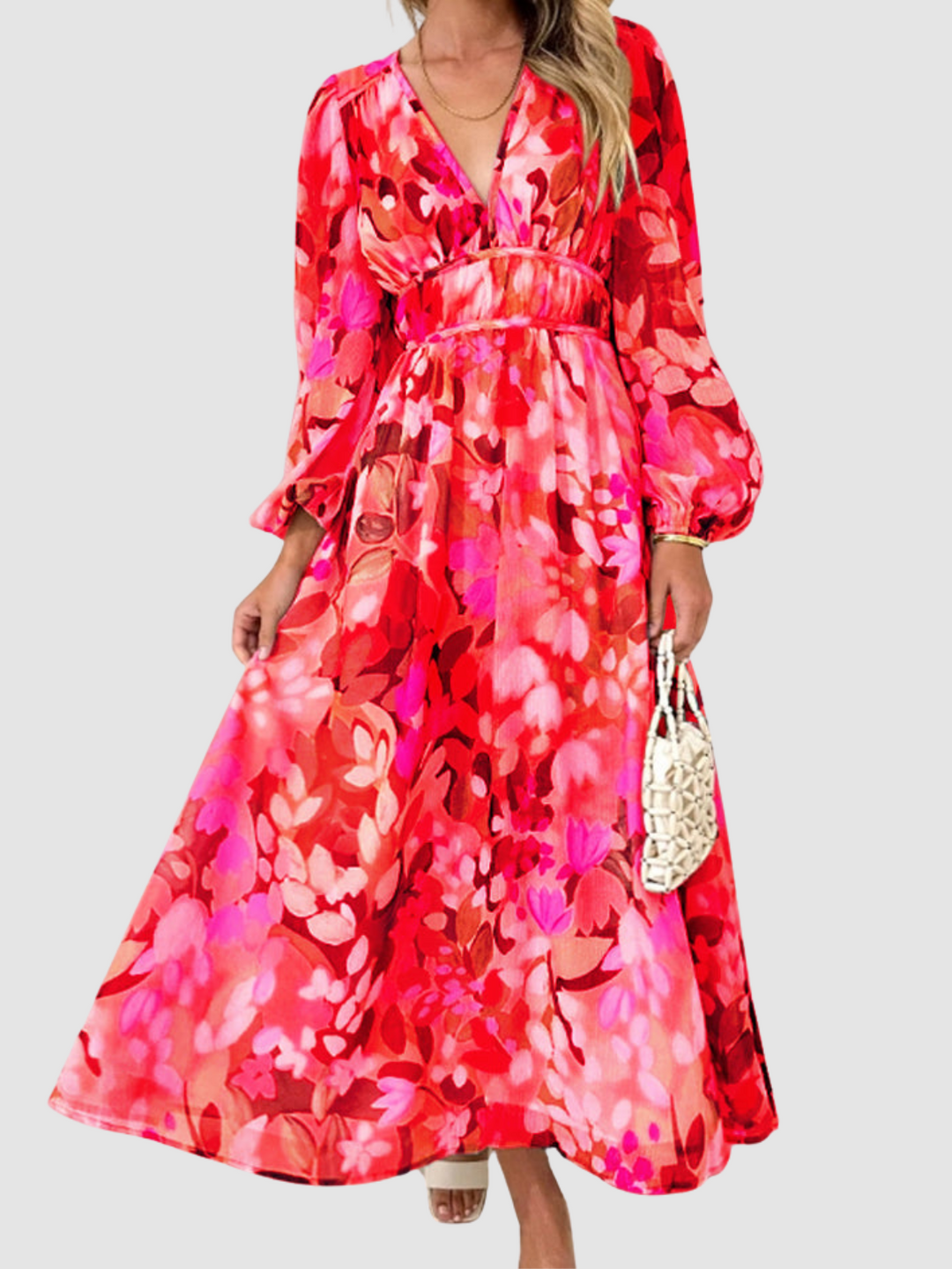 Floradia – Luftige Blumen Maxi Kleid mit V-Ausschnitt