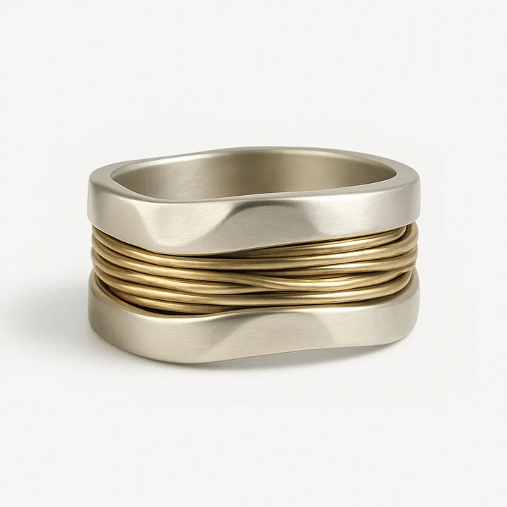 Zweifarbiger Ring – Silber mit Goldfadenakzenten