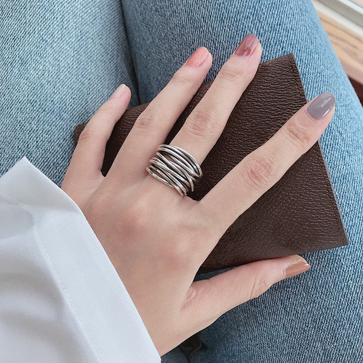 Verstellbarer Schicht-Ring aus Silber
