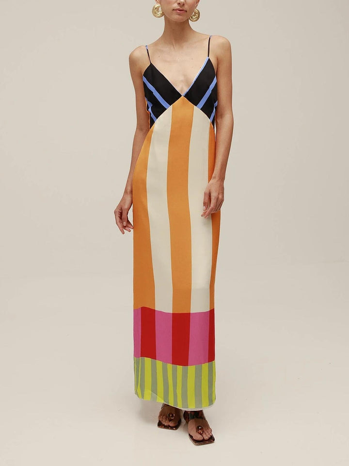 Charlotte | Mehrfarbiges langes Kleid