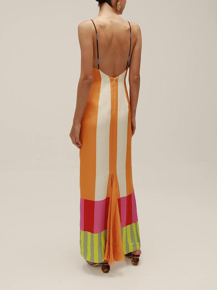 Charlotte | Mehrfarbiges langes Kleid
