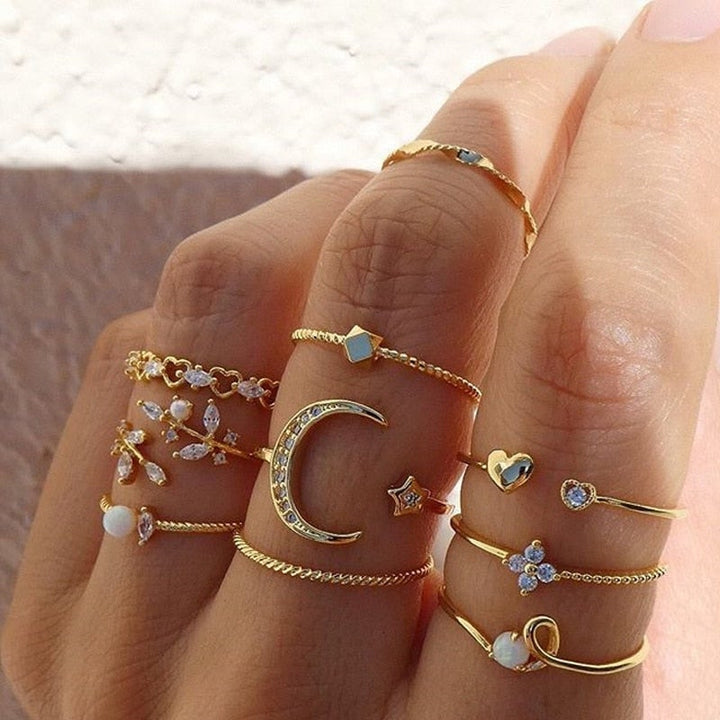 10er-Pack Bohemische Silber- und Goldbeschichtete Ringe
