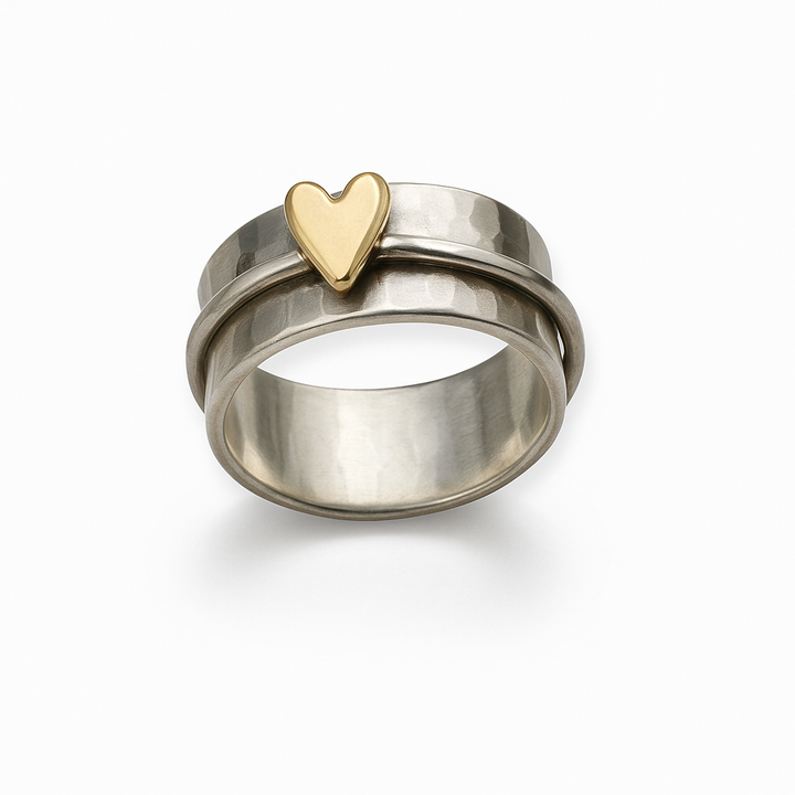 Vintage goldenes Herz Silberring