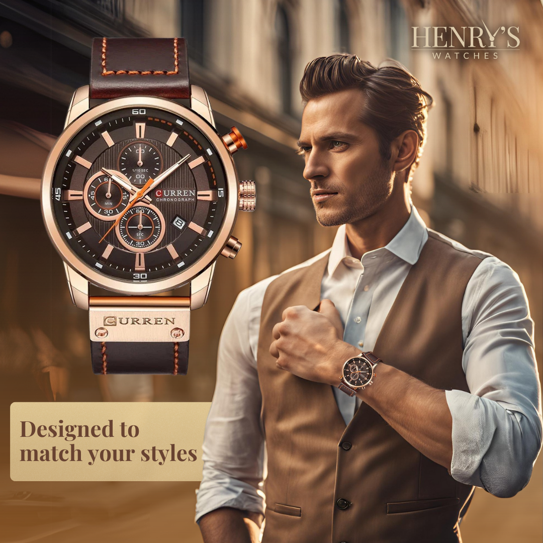 van Baerle - Elegante Quarzuhr mit Lederarmband