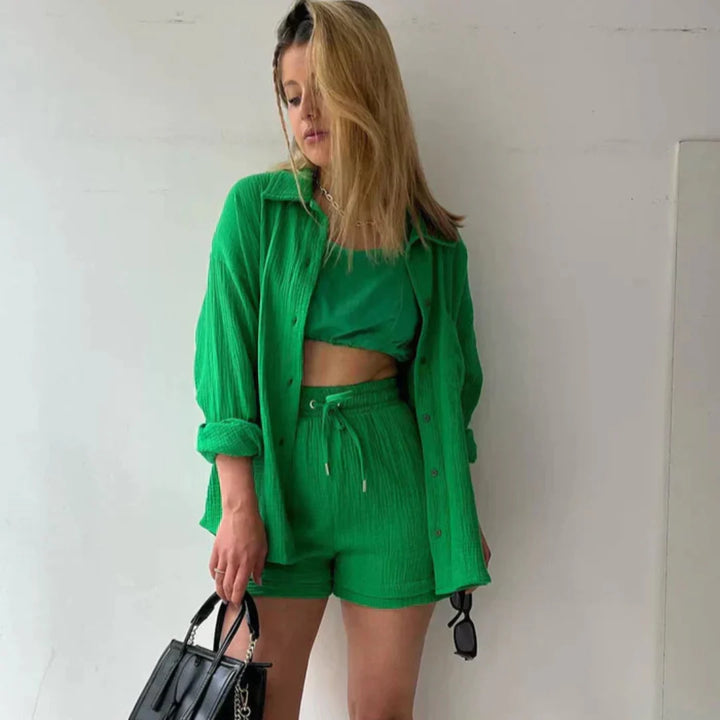 Bea | Zweiteiliges Set Hemd und Shorts aus Baumwolle