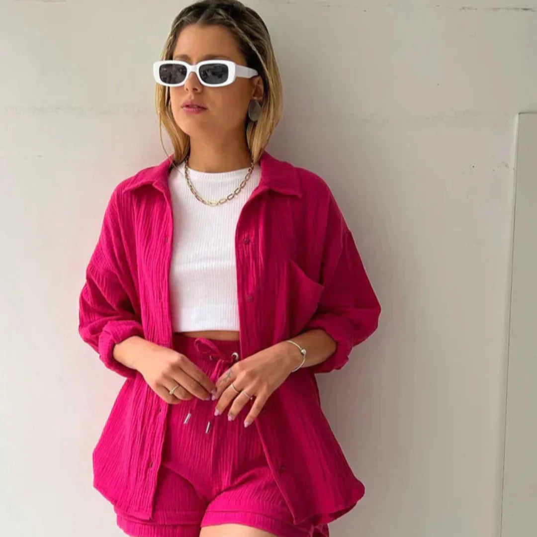 Bea | Zweiteiliges Set Hemd und Shorts aus Baumwolle