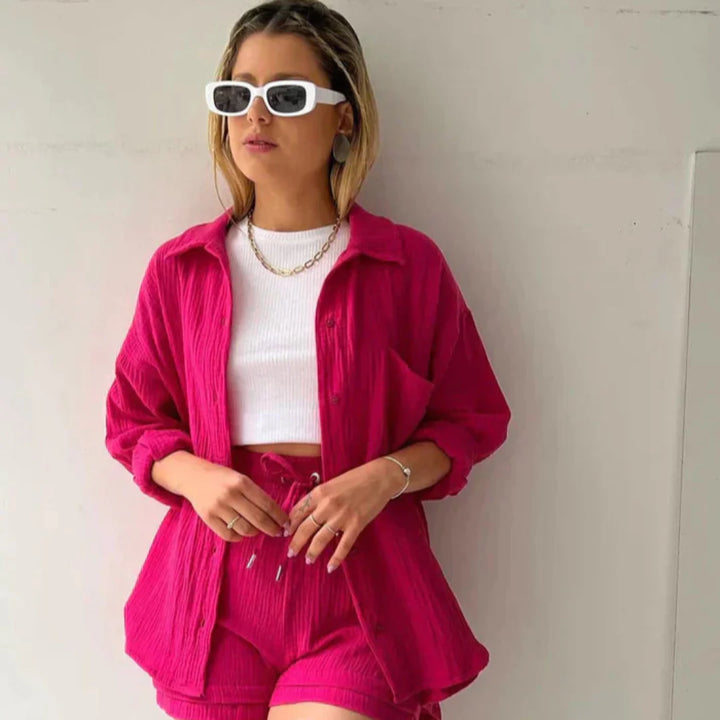Bea | Zweiteiliges Set Hemd und Shorts aus Baumwolle