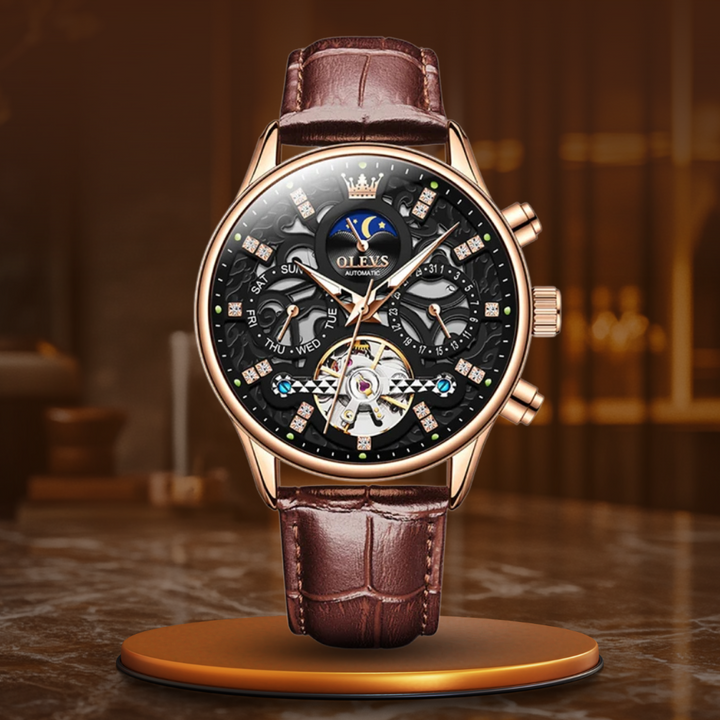 van Baerle - Mechanische Automatikuhr mit Lederarmband