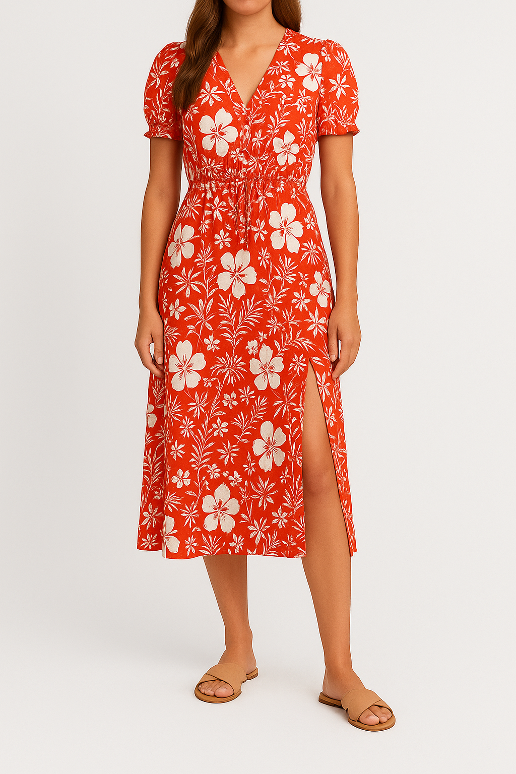Nova – Freizeit-Maxikleid mit V-Ausschnitt und Schlitz